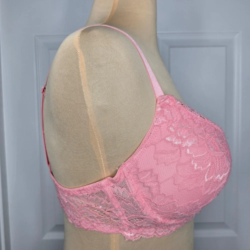Hush Intimates 36C Pink Lace Padded Underwire Bra Adjustable‎ Straps